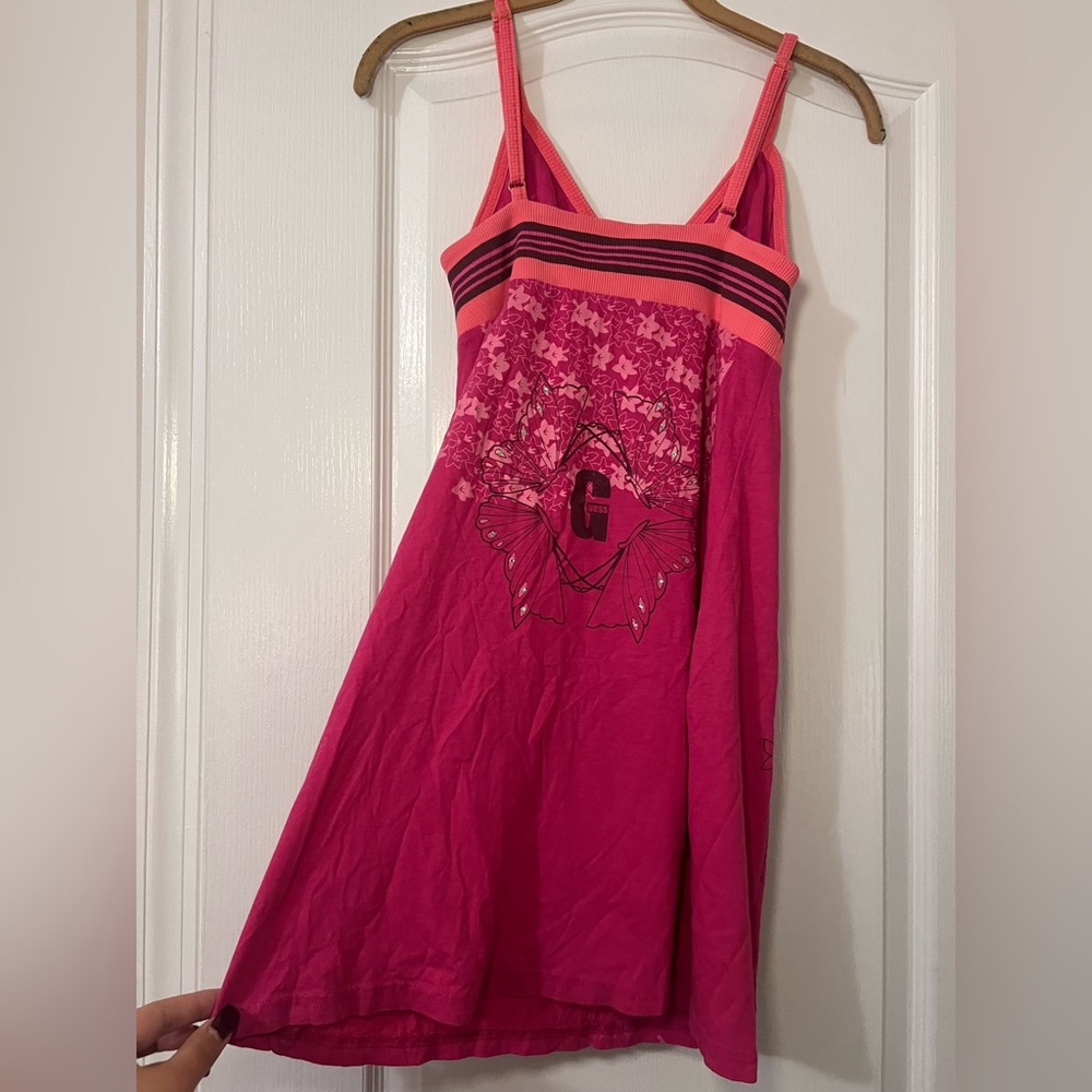 Guess “Enchanting Illusion” Y2K Bedazzled Pink Chemise Dress - Picture 4 of 5